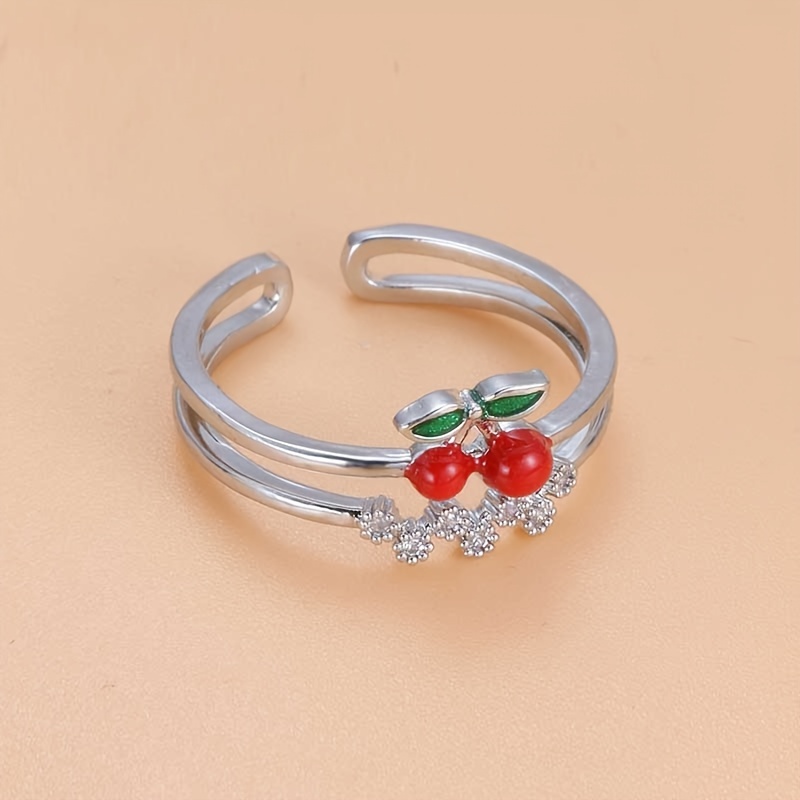 Double Layer Zirconia Cherry Ring